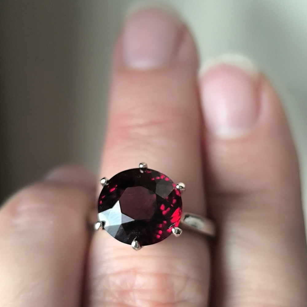 Stunning Top-Grade Natural Rhodolite Raspberry Garnet In Sterling Silver Ring - Picture 5 of 10